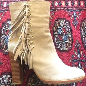 Coach Tamsin Rich Suede Boots Taupe Size 9